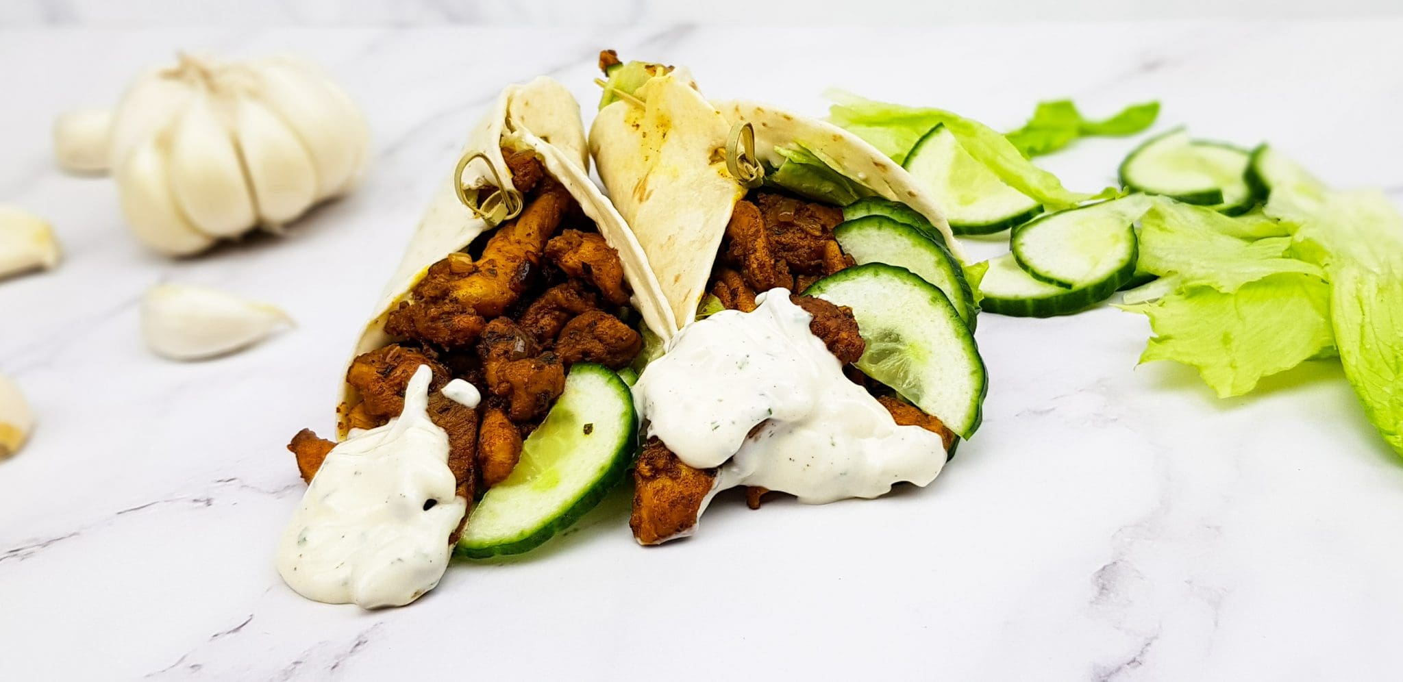 Shoarma wraps met kipshoarma en knoflooksaus