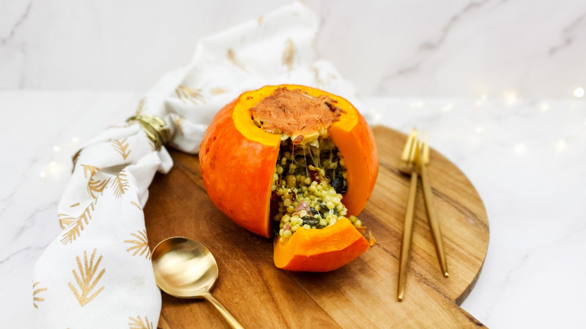 Gevulde pompoen met fregola