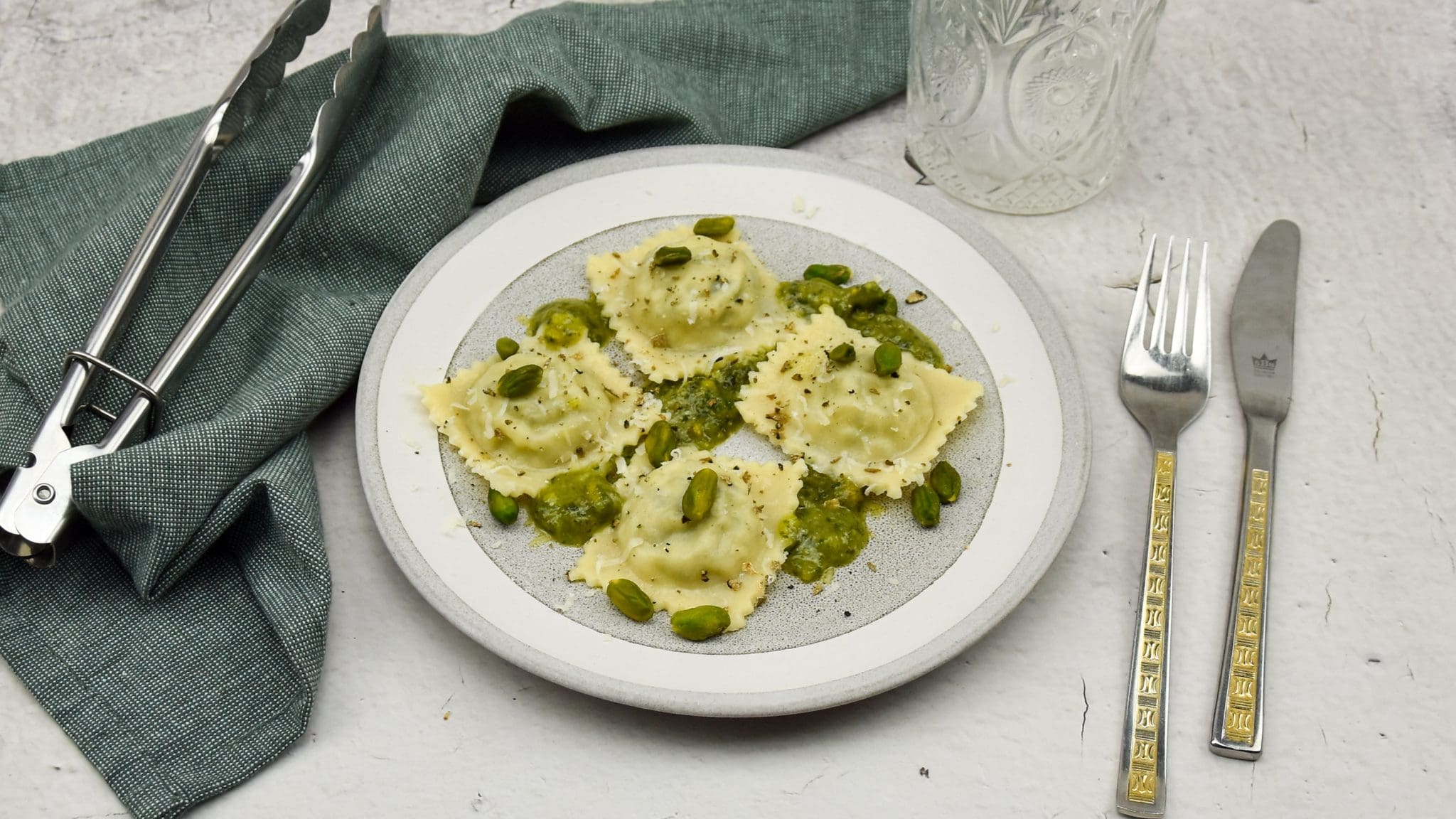 Ravioli met pistache en truffel