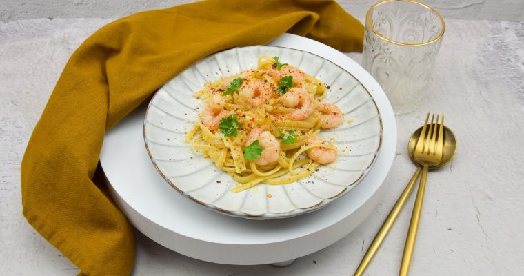 Pasta met garnalen en knoflook (spaghetti aglio olio con gamberi)
